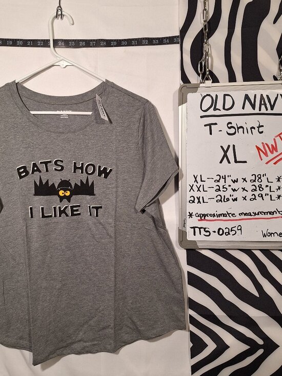 Old Navy Tops - NWT Old Navy Shirt, Grey w/Bat, XL
